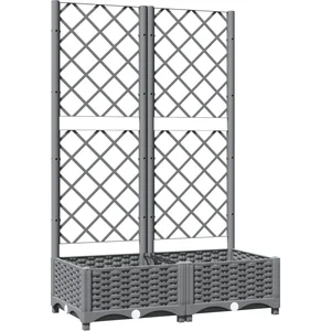 vidaXL Jardinière avec treillis Gris clair 80x40x121,5 cm PP pas cher