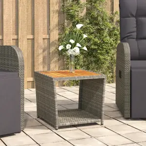 vidaXL Table à thé et dessus en bois Gris Résine tressée Acacia massif pas cher