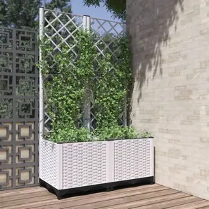 vidaXL Jardinière avec treillis Blanc 80x40x136 cm PP pas cher