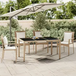 vidaXL Table de jardin plateau en verre Résine tressée verre trempé pas cher