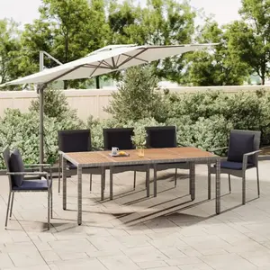 vidaXL Table de jardin et dessus en bois Gris Résine tressée et acacia pas cher