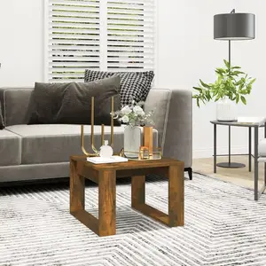 vidaXL Table d'appoint Chêne fumé 50x50x35 cm Bois d'ingénierie pas cher