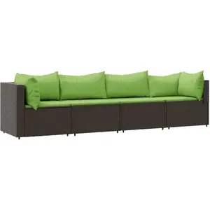 vidaXL Salon de jardin 4 pcs avec coussins Marron Résine tressée pas cher
