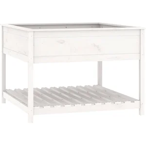 vidaXL Jardinière et étagère Blanc 111,5x111,5x81cm Bois massif de pin pas cher