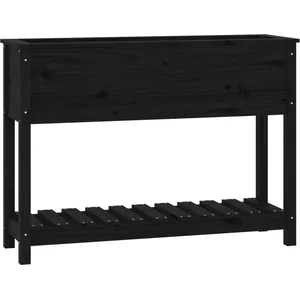 vidaXL Jardinière avec étagère Noir 111,5x34,5x81cm Bois massif de pin pas cher