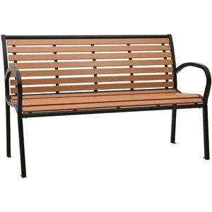 vidaXL Banc de jardin Noir et marron 116 cm Acier et WPC pas cher