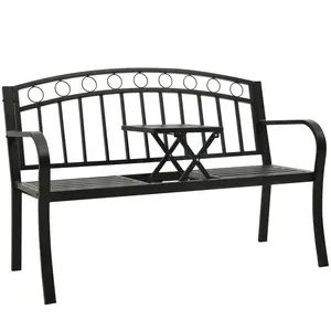 vidaXL-Tuinbank-met-tafel-120-cm-staal-zwart pas cher