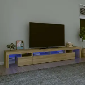 Comparateur de prix : vidaXL Meuble TV avec lumières LED Chêne sonoma 260x36,5x40 cm