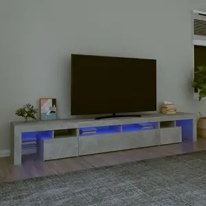 Comparateur de prix : vidaXL Meuble TV avec lumières LED Gris béton 260x36,5x40 cm
