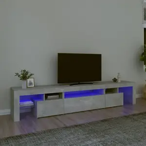 Comparateur de prix : vidaXL Meuble TV avec lumières LED Gris béton 215x36,5x40 cm