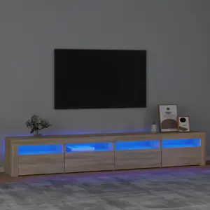 Comparateur de prix : vidaXL Meuble TV avec lumières LED Chêne sonoma 240x35x40 cm