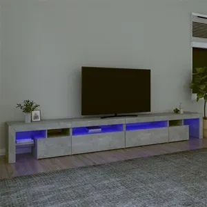 Comparateur de prix : vidaXL Meuble TV avec lumières LED Gris béton 290x36,5x40 cm