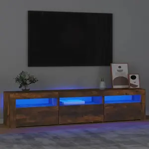 vidaXL Meuble TV avec lumières LED Chêne fumé 180x35x40 cm pas cher