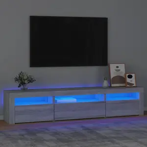 vidaXL Meuble TV avec lumières LED Sonoma gris 195x35x40 cm pas cher