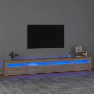 vidaXL Meuble TV avec lumières LED Chêne sonoma 270x35x40 cm pas cher