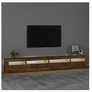 vidaXL Meuble TV avec lumières LED Chêne fumé 270x35x40 cmVendu parfnac-be