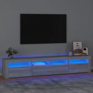 Comparateur de prix : vidaXL Meuble TV avec lumières LED Sonoma gris 210x35x40 cm