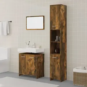 vidaXL Ensemble de meubles de salle de bain 3 pcs Chêne fumé pas cher