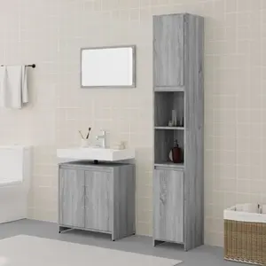 vidaXL Ensemble de meubles de salle de bain 3 pcs Sonoma gris pas cher
