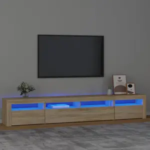Comparateur de prix : vidaXL Meuble TV avec lumières LED Chêne sonoma 240x35x40 cm