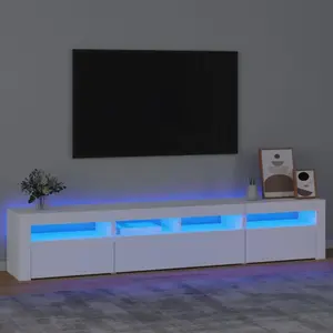 Comparateur de prix : vidaXL Meuble TV avec lumières LED Blanc 210x35x40 cm