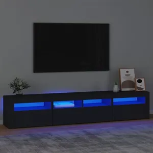 Comparateur de prix : vidaXL Meuble TV avec lumières LED Noir 210x35x40 cm