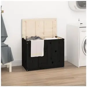 Comparateur de prix : vidaXL Boîte à linge Noir 88,5x44x66 cm Bois massif de pin