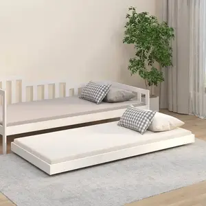 vidaXL Cadre de lit Blanc 75x190 cm Bois de pin massif pas cher