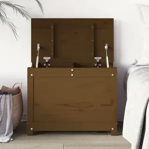 vidaXL Boîte de rangement Marron miel 60x32x45,5 cm Bois massif de pin pas cher