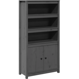 vidaXL Buffet haut Gris 80x35x154 cm Bois massif de pin pas cher