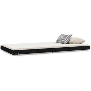 vidaXL Cadre de lit Noir 100x200 cm Bois de pin massif pas cher