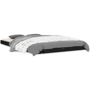 vidaXL Cadre de lit noir 120x190 cm petit double bois massif de pin pas cher