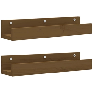 Comparateur de prix : vidaXL Étagères murales 2 pcs Marron miel 50x12x9cm Bois de pin massif