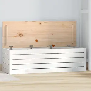Comparateur de prix : vidaXL Boîte de rangement Blanc 109x36,5x33 cm Bois massif de pin