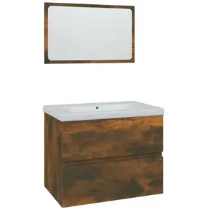 vidaXL Meubles de salle de bain Chêne fumé Bois d'ingénierie pas cher