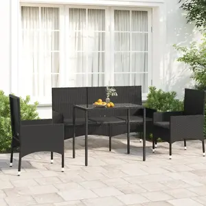 Comparateur de prix : vidaXL Salon de jardin 4 pcs avec coussins Noir Résine tressée
