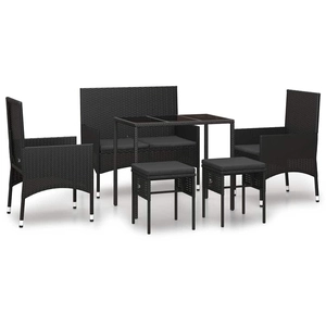Comparateur de prix : vidaXL Salon de jardin 6 pcs avec coussins Noir Résine tressée
