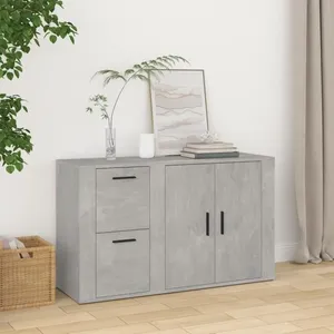 vidaXL Buffet Gris béton 100x33x59,5 cm Bois d'ingénierie pas cher