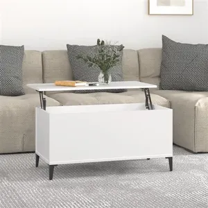 vidaXL Table basse Blanc 90x44,5x45 cm Bois d'ingénierie pas cher