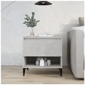 vidaXL Table d'appoint Gris béton 50x46x50 cm Bois d'ingénierie pas cher