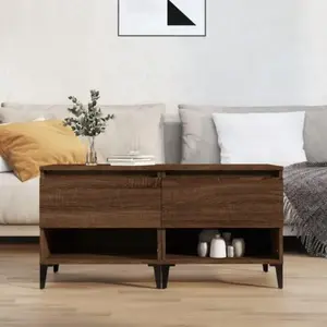 vidaXL Tables d'appoint 2 pcs Chêne marron 50x46x50 cm Bois ingénierie pas cher