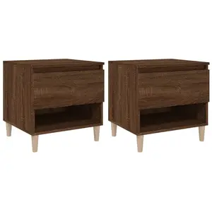 vidaXL Tables de chevet 2 pcs Chêne brun 50x46x50 cm Bois d’ingénierie pas cher