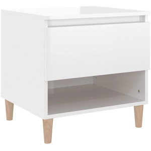vidaXL Table de chevet Blanc brillant 50x46x50 cm Bois d’ingénierie pas cher