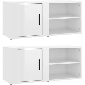 vidaXL Meubles TV 2 pcs Blanc brillant 80x31,5x36 cm Bois d'ingénierie pas cher