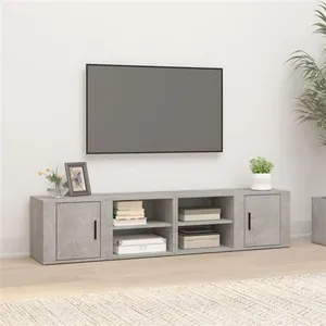 vidaXL Meubles TV 2 pcs Gris béton 80x31,5x36 cm Bois d'ingénierie pas cher