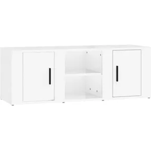 vidaXL Meuble TV Blanc brillant 100x31,5x35 cm Bois d'ingénierie pas cher