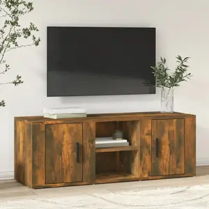 vidaXL Meuble TV Chêne fumé 100x31,5x35 cm Bois d'ingénierie pas cher