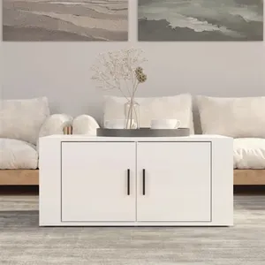 vidaXL Table basse Blanc brillant 80x50x36 cm Bois d'ingénierie pas cher