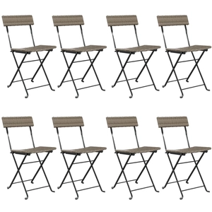vidaXL Chaises de bistrot pliantes 8 pcs Gris Résine tressée et acier pas cher