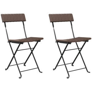 vidaXL Chaises de bistrot pliantes 4pcs Marron Résine tressée et acier pas cher